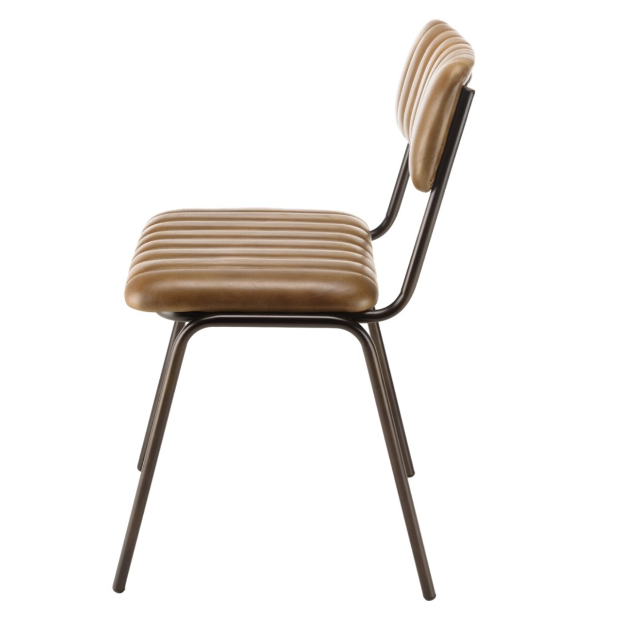 MARCEL - Lot de 2 chaises assise et dossier matelassés cuir pieds acier