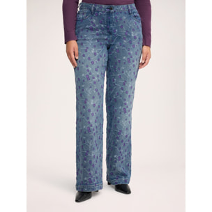 Fiorella Rubino - Jeans straight con ricami jacquard - Blu