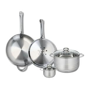 Ensemble de 2 Poêles de cuisson 28 et 32 cm et 2 faitouts 12 et 24 cm Elo Profi Brillant