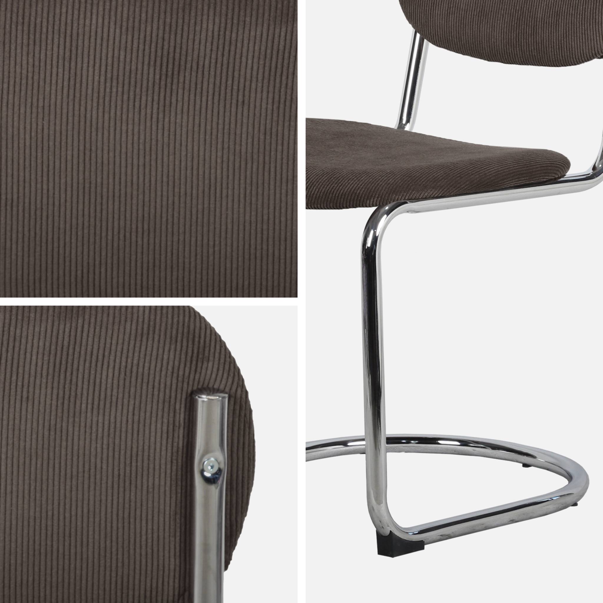 Lot de 2 chaises cantilever arrondie métal. velours côtelé marron clair et pieds chromés - L 47 x P 54.5 x H 81cm - Maloa