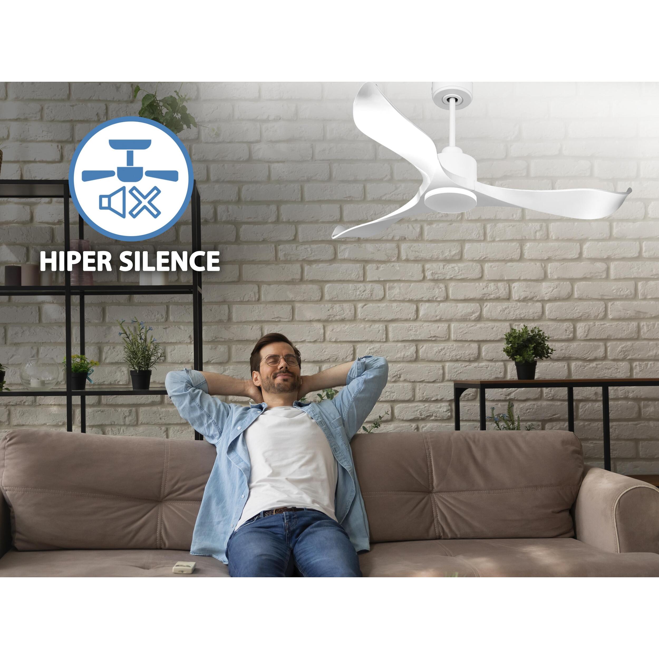 Ventilador de techo Reversible Termostato Wifi Motor DC Techos Inclinados Mando a Distancia Adaptador 2/3 Aspas Hypersilence Memoria VirginD132C0364869 PURLINE