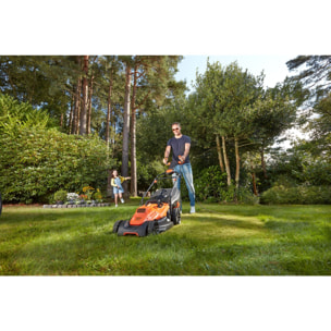 Tondeuse gazon électrique 42 cm, 6 hauteurs réglables 20, 30, 40, 50, 60 et 70 mm, poignée 3 positions