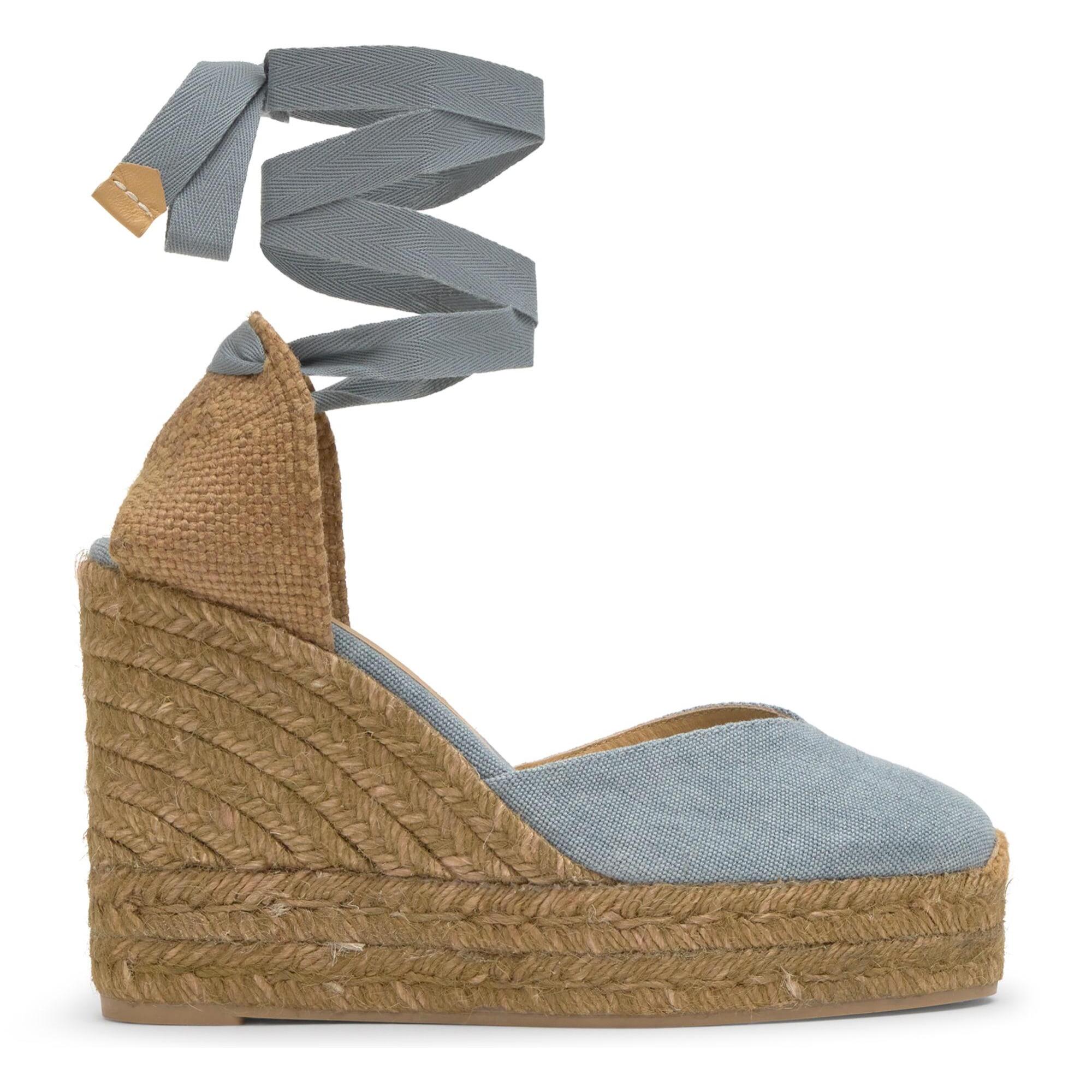 Alpargata chiara cuña 11 cm en algodón orgánico con doble plataforma