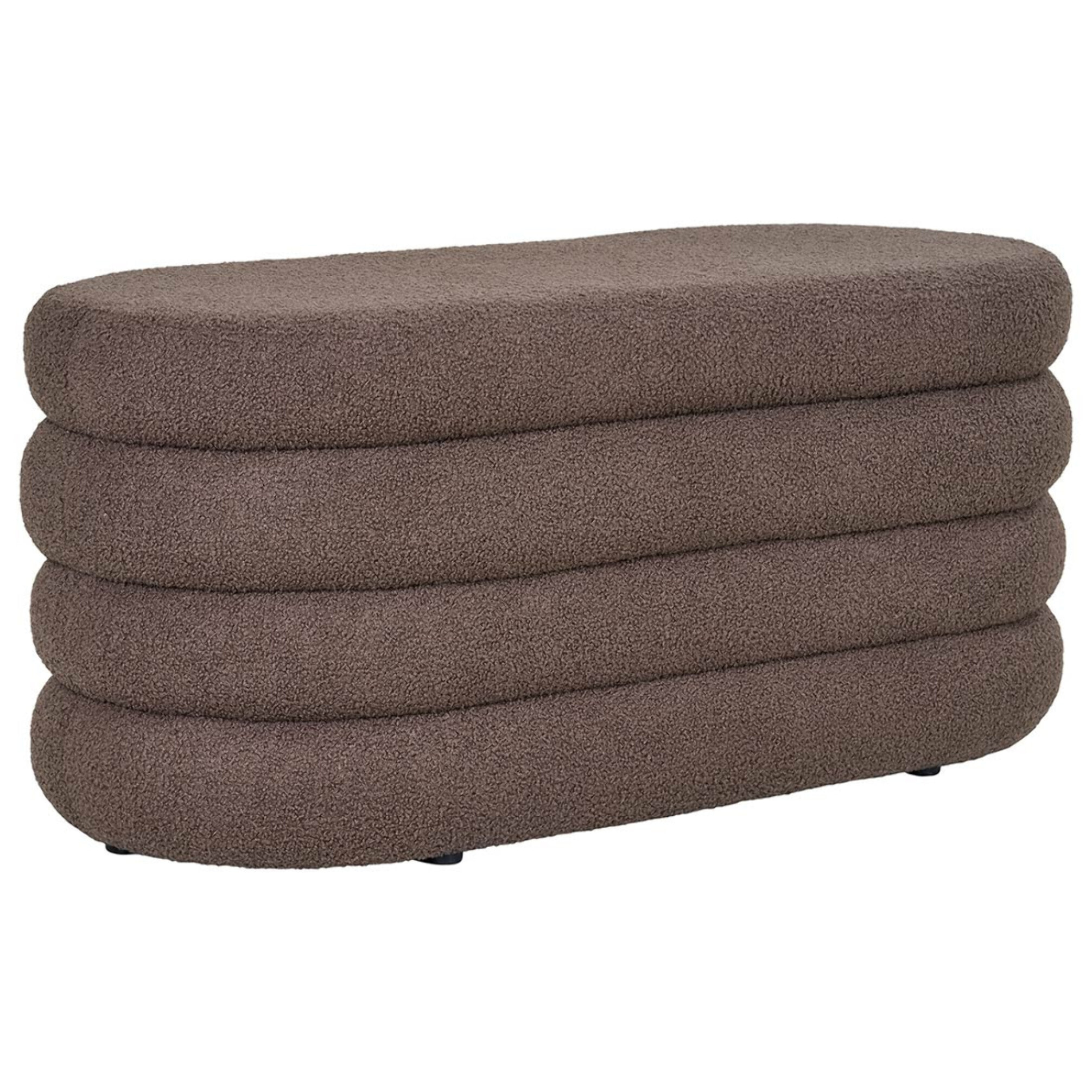 Neo - pouf avec rangement - en tissu bouclette - Marron