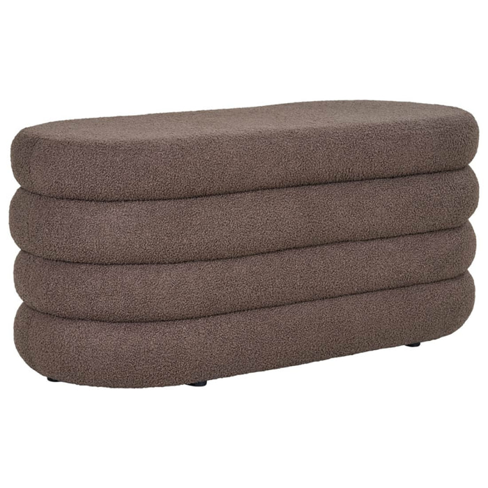 Neo - pouf avec rangement - en tissu bouclette - Marron
