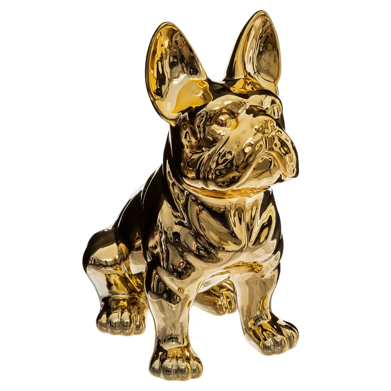 Statuette "Bulldog" - céramique - doré - H19 cm