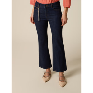 Oltre - Jeans cropped con applicazione gioiello - Blu