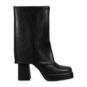 Botas polaina negras con tacón y plataforma