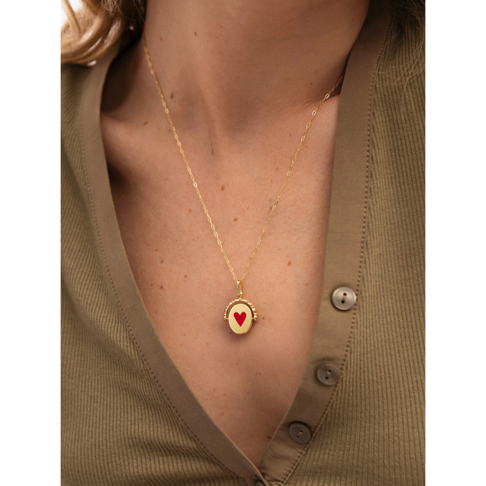 Charm Medaglione Doppio Mamma Lovely Heart Placcato Oro