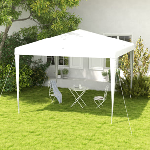 Carpa Desmontable de Jardín 3x3 m Gazebo Cenador para Exteriores con 4 Orificios de Drenaje y Tubo de Acero para Bodas Camping Fiestas Blanco