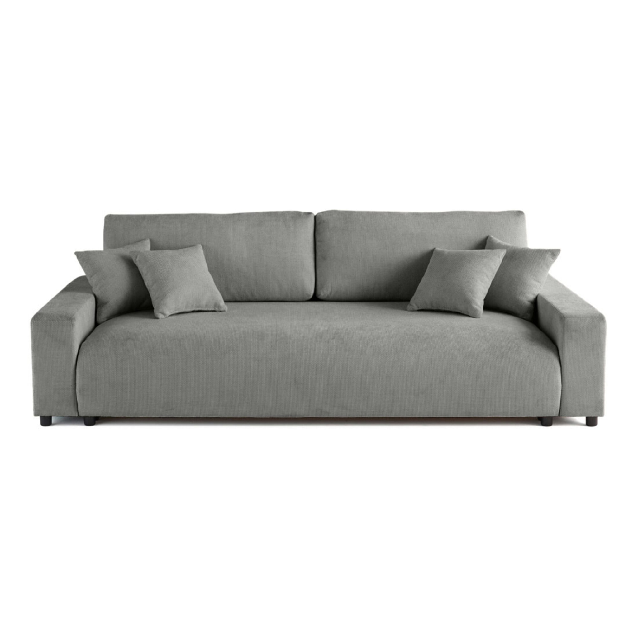 Pivoine - canapé droit 3 places - convertible avec coffre - en velours texturé - Gris