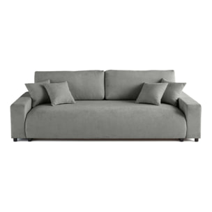 Pivoine - canapé droit 3 places - convertible avec coffre - en velours texturé - Gris