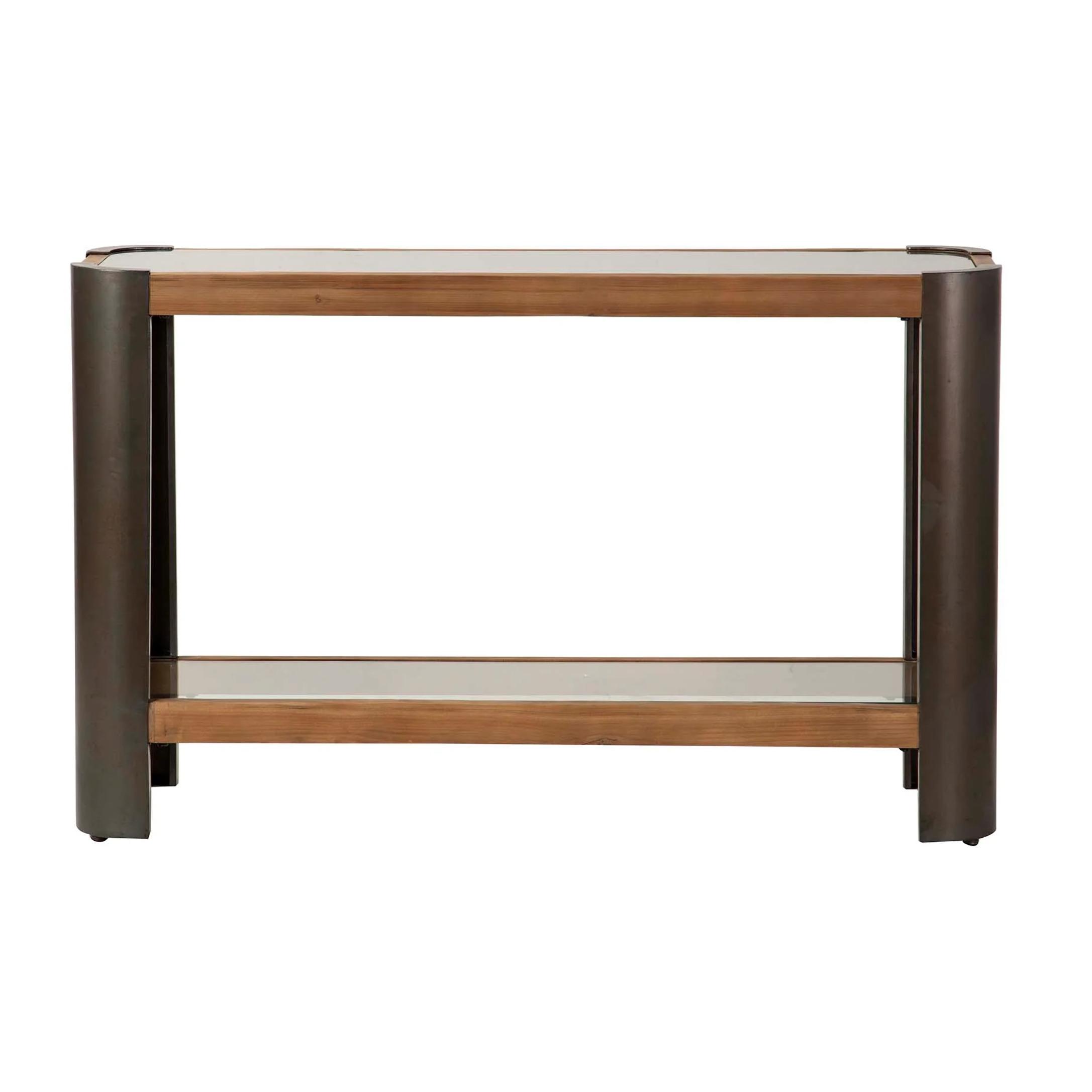 Consola Madera Metal Marron Negro 120x39x75 Cm