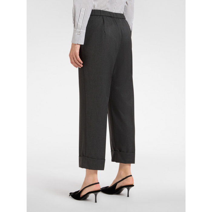 Elena Mirò - Pantaloni cropped con risvolto - Grigio