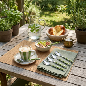 Solstice Lunares Verde Oliva - Set de 6 cucharillas de café