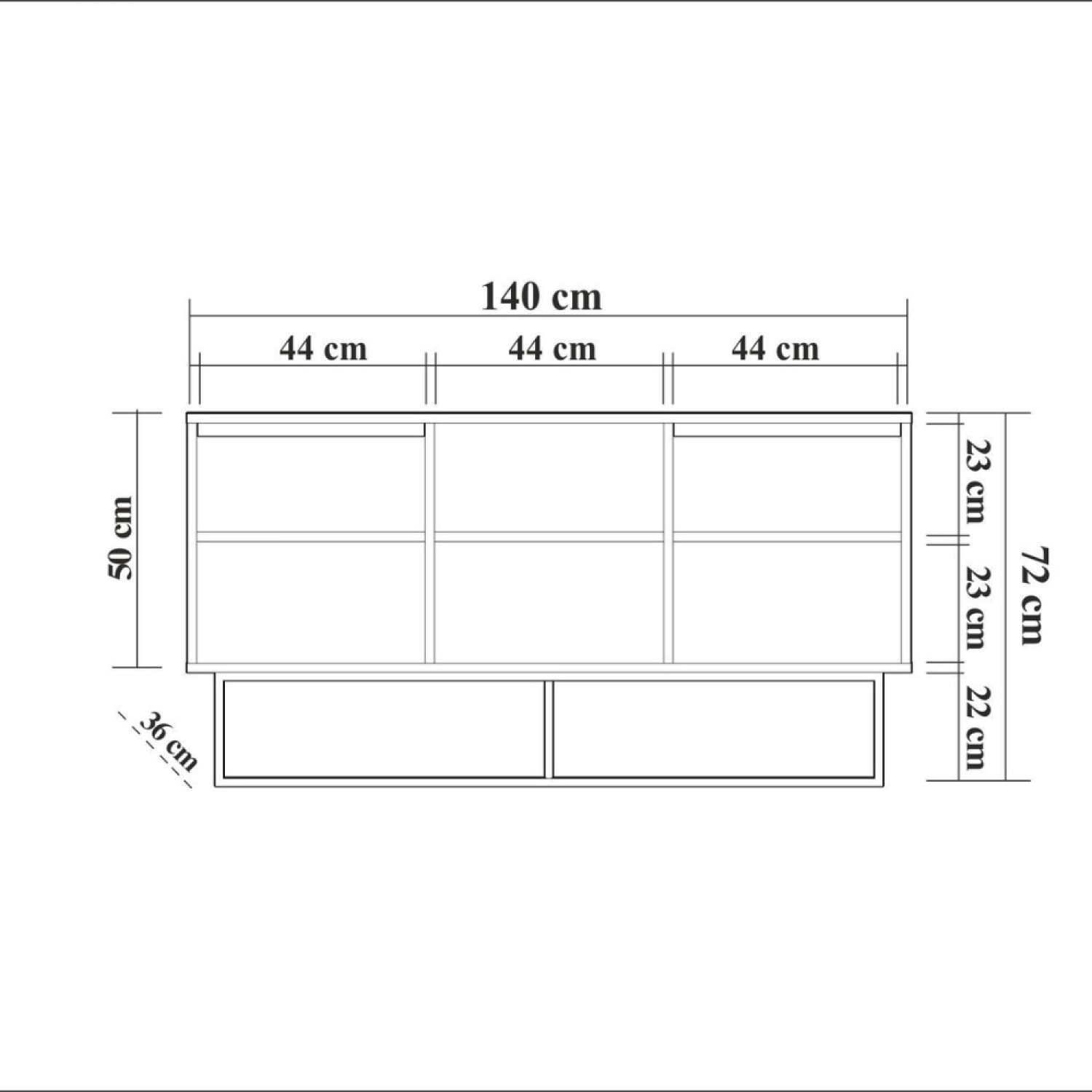 NAIROBI - Buffet 2 portes 6 espaces de rangement 140 cm