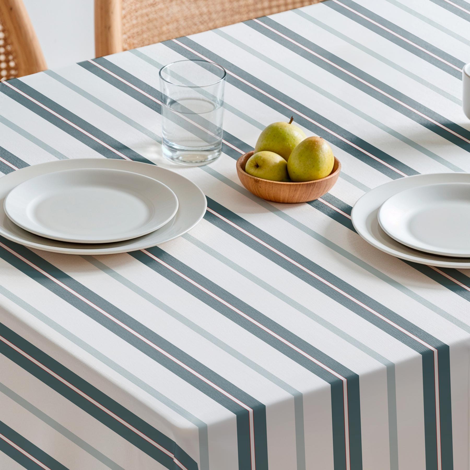 Nappe imprimée anti-tâches LIANA BLEU