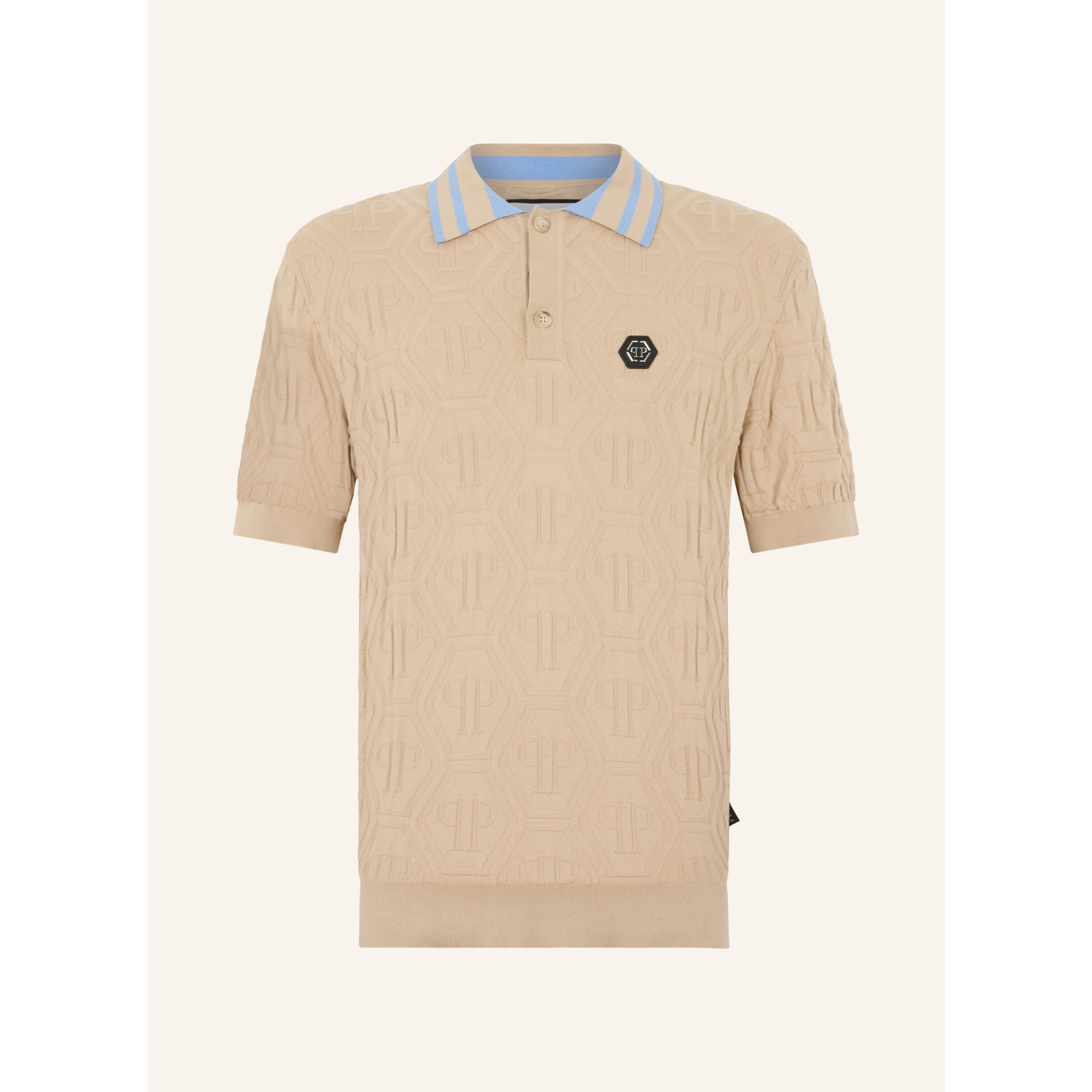 PHILIPP PLEIN Knitted Polo T-Shirt Jacquard Monogram