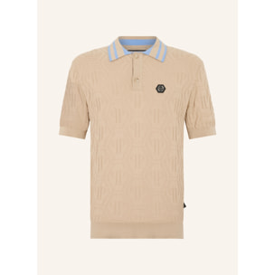 PHILIPP PLEIN Knitted Polo T-Shirt Jacquard Monogram