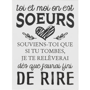 J-Line pancarte Texte Français Soeurs - métal - blanc/noir