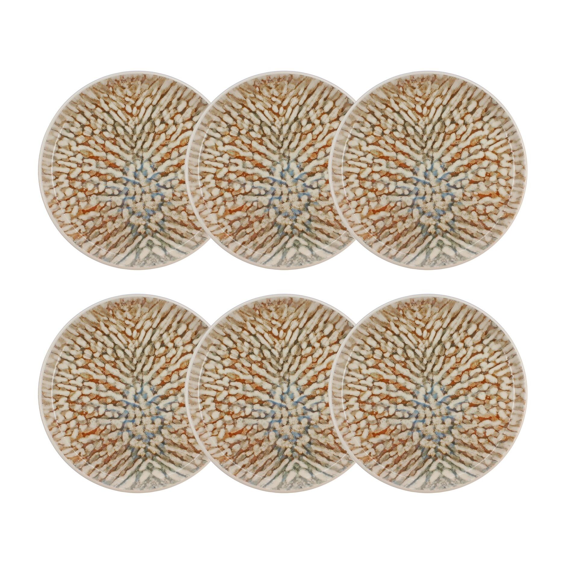 Lot de 6 assiettes à dessert en grès 20cm  AMBRE