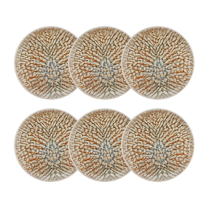 Lot de 6 assiettes à dessert en grès 20cm  AMBRE