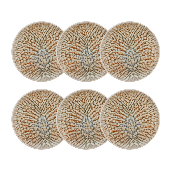 Lot de 6 assiettes à dessert en grès 20cm  AMBRE