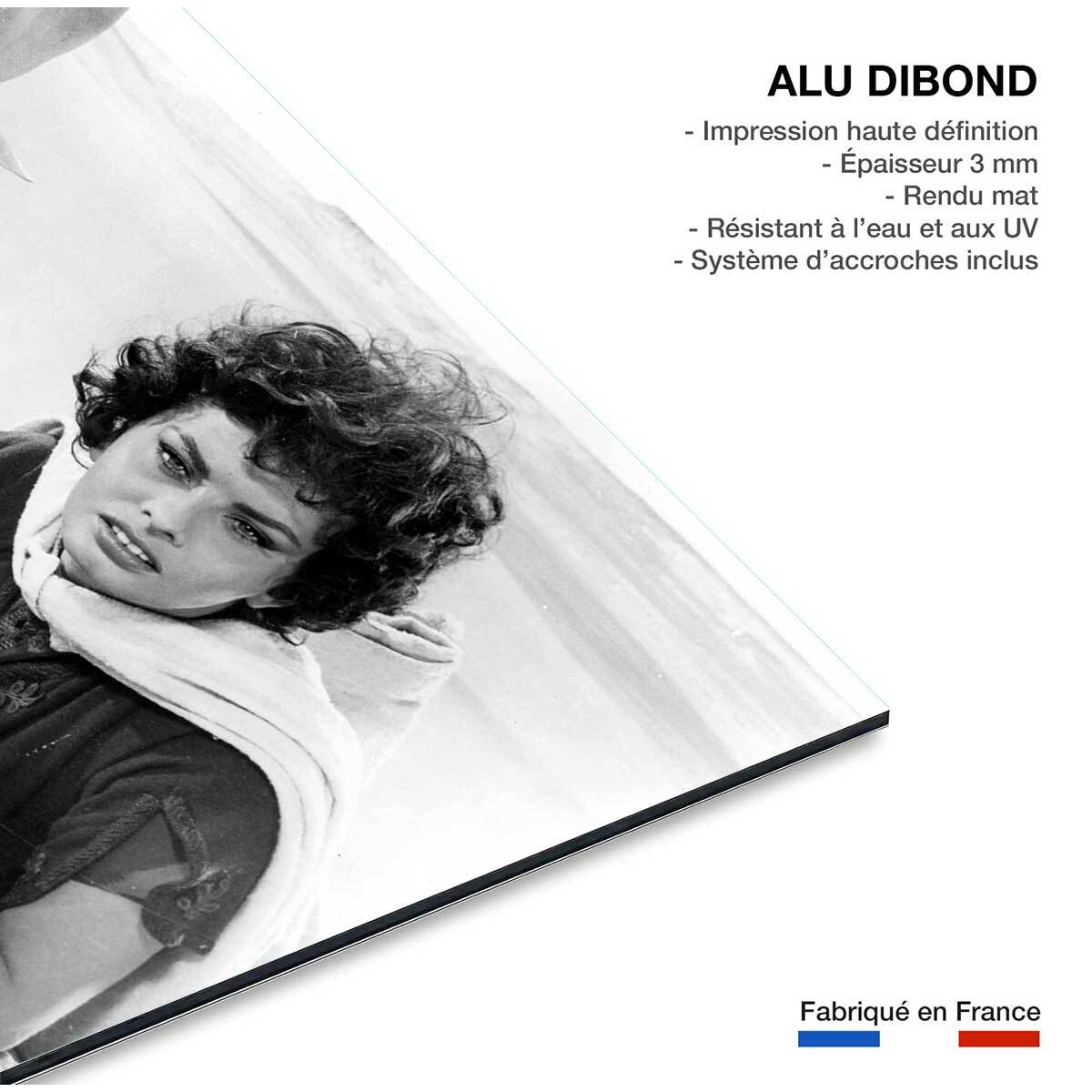 Tableau noir et blanc Photo d’acteurs John Wayne et Sophia Loren Tableau alu Dibond