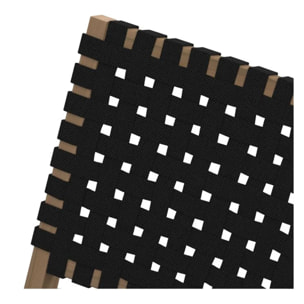 Fauteuil de jardin en teck et sangles en tissu noir - Tao