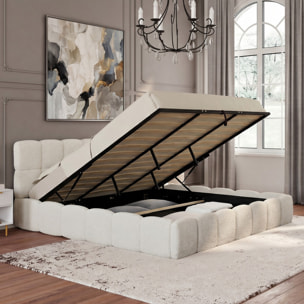 Lit coffre Bubble 180x200cm bouclette blanche