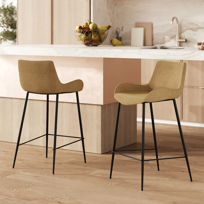 Lot de 2 chaises pour îlot central en tissu jaune 65 cm - Pirata