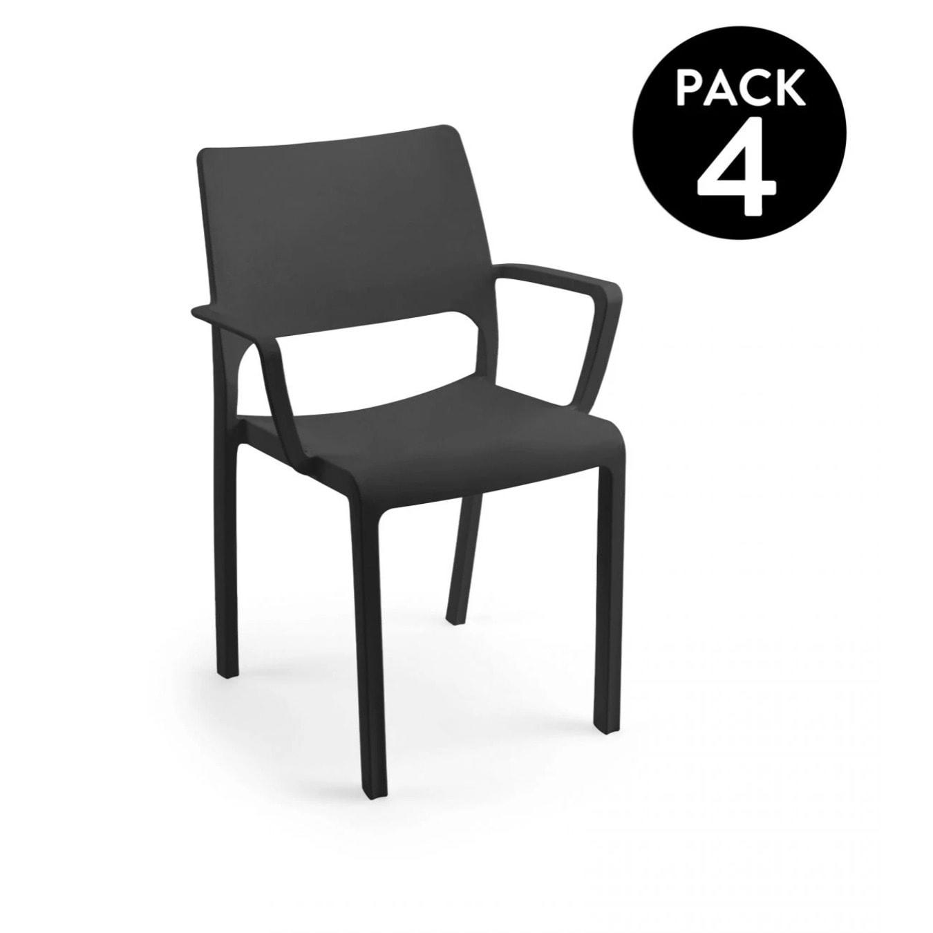 Pack 4 sillas de exterior Ocean Antracita