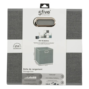 Panier tissu 31x31cm "Mix N' Modul" gris clair chiné