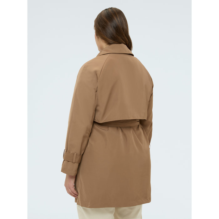 Fiorella Rubino - Trench in raso con cintura - Marrone
