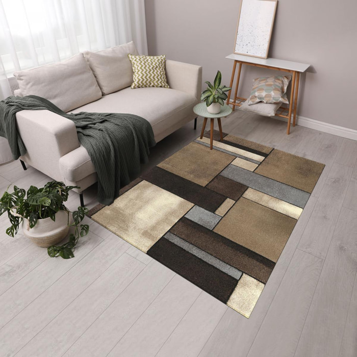 Tapis salon et chambre tissé motif géométrique TUHO