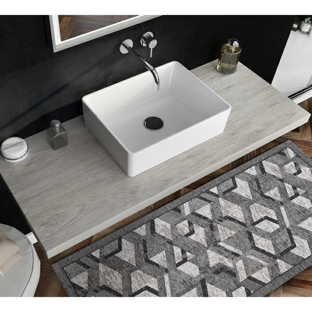 Tappetino Passatoia Per Cucina Grigio-Nero