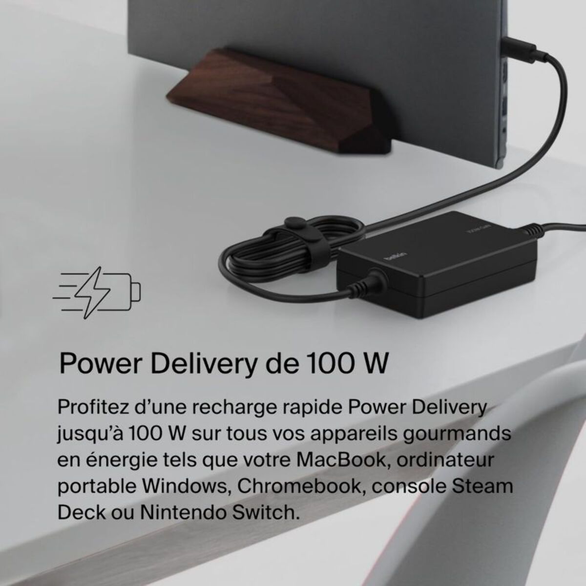 Chargeur ordinateur portable BELKIN 100W PC USB-C univ ordinateur noire