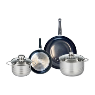 Ensemble de 2 Poêles de cuisson 20 et 28 cm et 2 faitouts 16 et 20 cm Elo Prima Brillant