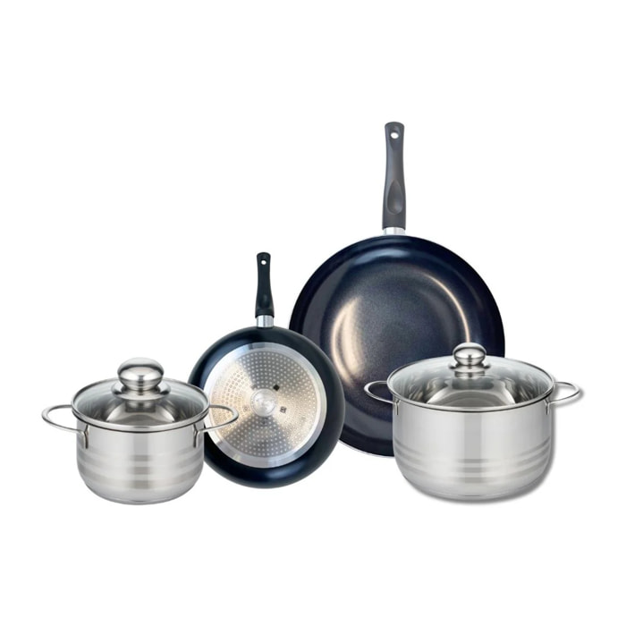 Ensemble de 2 Poêles de cuisson 20 et 28 cm et 2 faitouts 16 et 20 cm Elo Prima Brillant