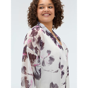 Fiorella Rubino - Caftán de georgette con estampado floral - Blanco