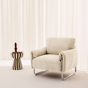 Fauteuil vintage velours côtelé armature chromée VINTAGE