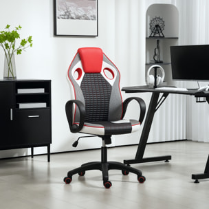 Silla Gaming Tapizada en PU y Malla Silla Gamer Giratoria con Función de Basculante Altura Ajustable para Hogar Oficina Estudio Multicolor