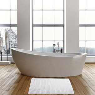 Alfombra de baño MSV "Chenille" antideslizante de microfibra en color blanco 60 x 90 cm