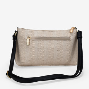 Bolso bandolera tostado con efecto rafia
