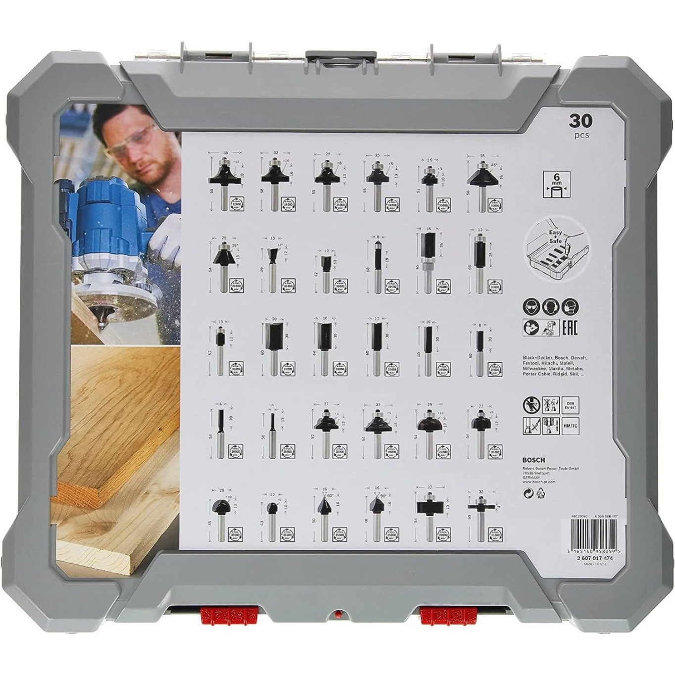 Coffret de 30 fraises mixtes à Ø queue de 6 mm - BOSCH - 2607017474