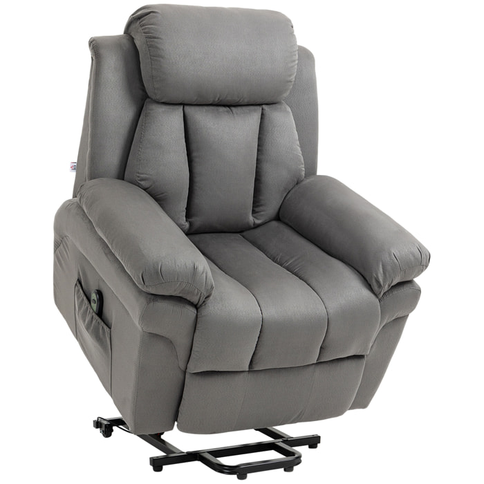 Fauteuil de relaxation électrique fauteuil releveur inclinable avec repose-pied ajustable tissu gris