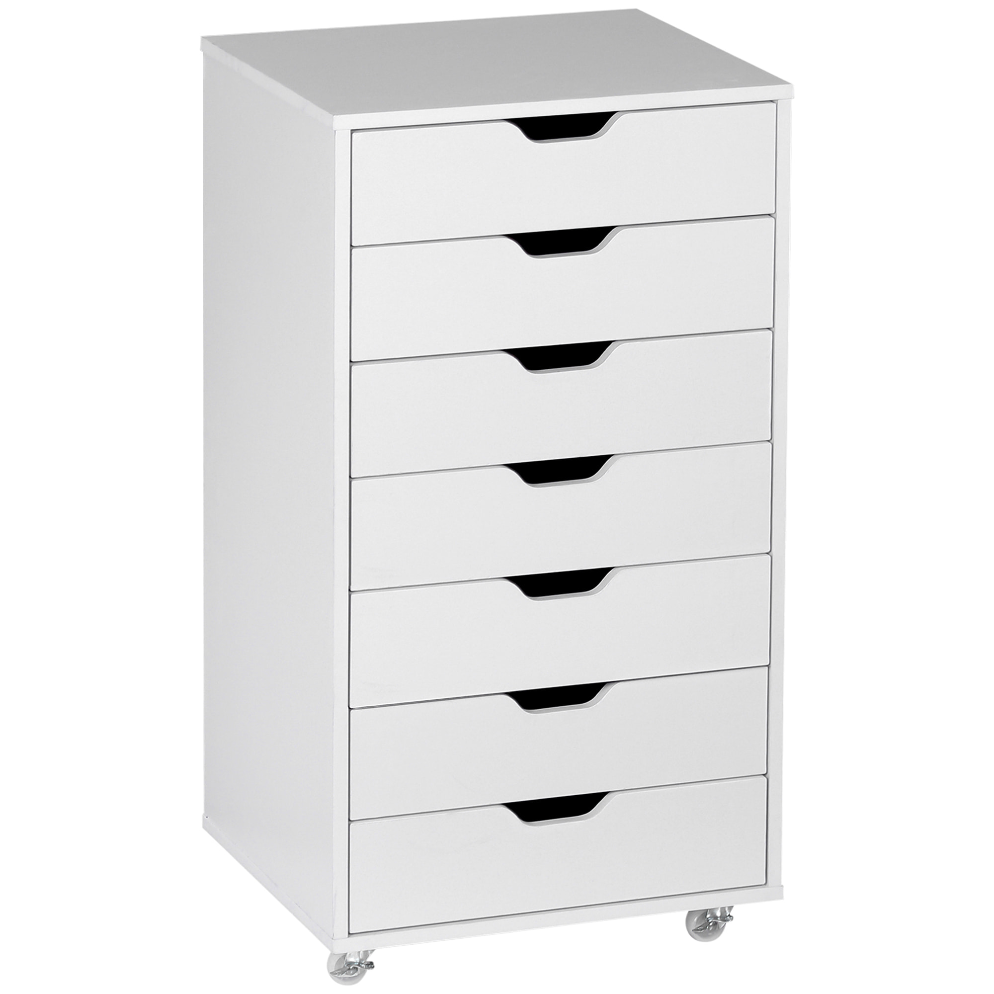 Caisson bureau - rangement bureau 7 tiroirs - dim. 47,5L x 39,5l x 90H cm - blanc