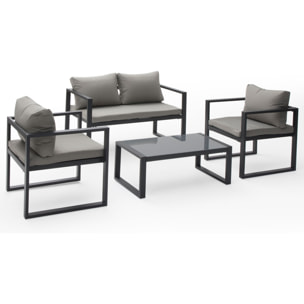Salon de jardin IBIZA en tissu gris 4 places - aluminium anthracite