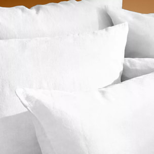 Taie d'oreiller pur lin lavé 165 g/m² uni blanc Le lin lave blanc