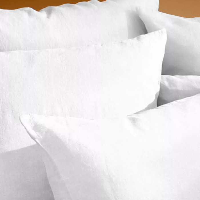 Taie d'oreiller pur lin lavé 165 g/m² uni blanc Le lin lave blanc